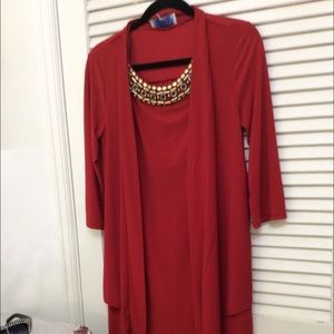 Women’s red dress size 6 beaded neck